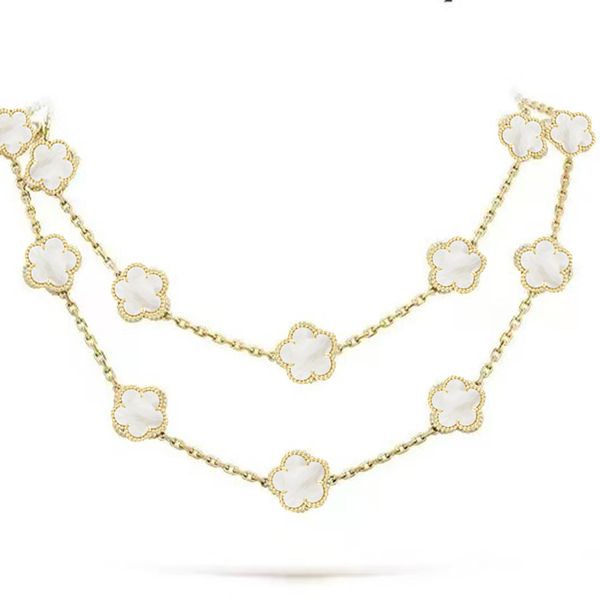 20 Flower Diamond Clover Necklace Classic Mother Shell Crystal Collar Necklace High Quality Stainless Steel Designer Necklace Luxury Jewelry