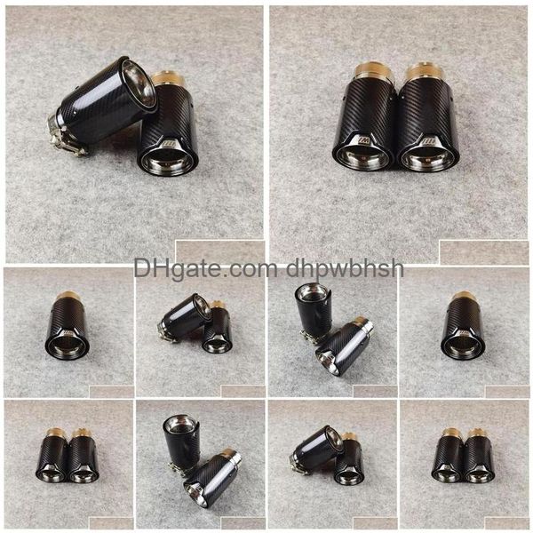 Exhaust Pipe One Piece Car-Styg M Label Carbon Fiber Exhausts End Pipes For Car Tail Tips Drop Delivery Mobiles Motorcycles Aut P Dhov3