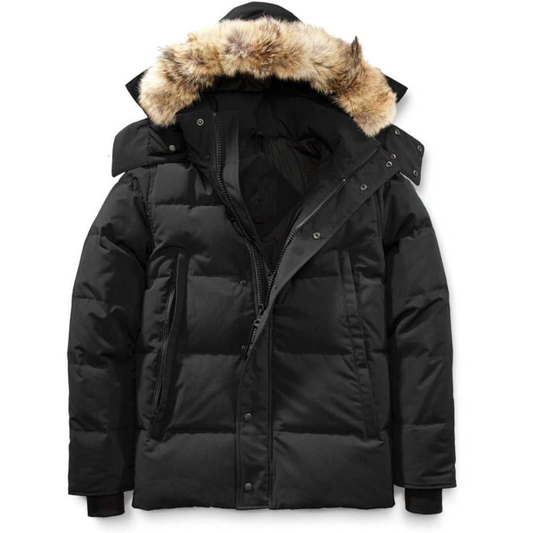 Winter Fourrure Down Parka Homme Jassen Chaquetas Outerwear Wolf Fur Hooded Fourrure Manteau Wyndham Canada Jacket Coat Hiver Doudoune Mens
