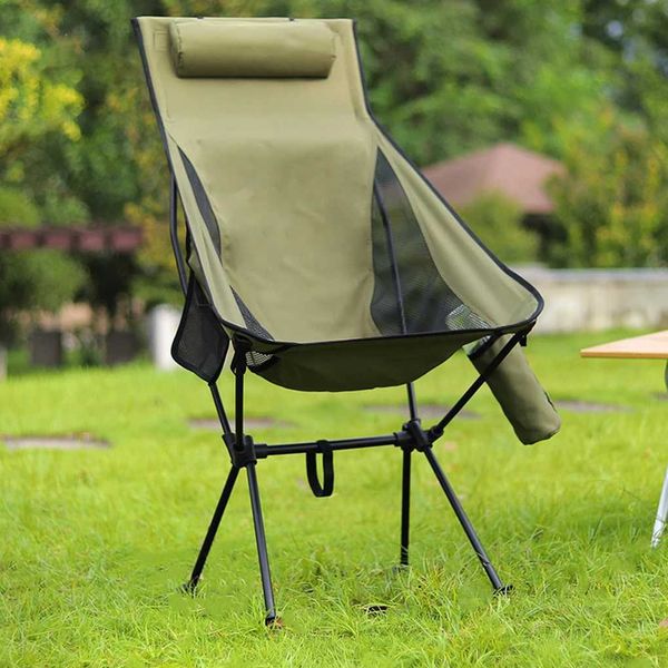 Breathable and lightweight convex wheelchair and outdoor portable folding chair used for outdoor campsite greenW241111