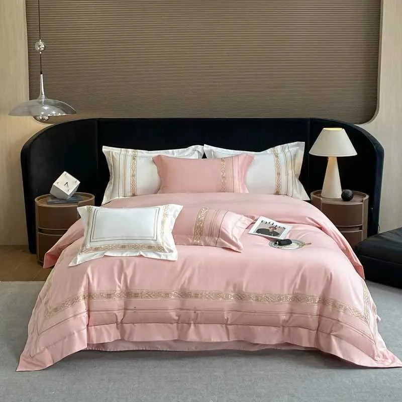 XJ Stylish Soft-Pink Flannelette Bedding Collection: Includes Duvet Cover and Pillowcases