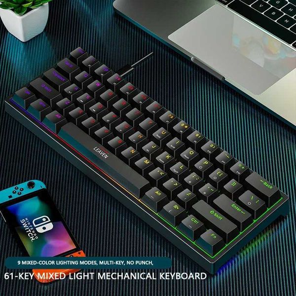 Keyboards K620 Mini Gaming Mechanical Keyboard 61 Keys RGB Hotswap Type-C Wired Gaming Keyboard PBT Keyca 60% Ergonomics Keyboards S25210