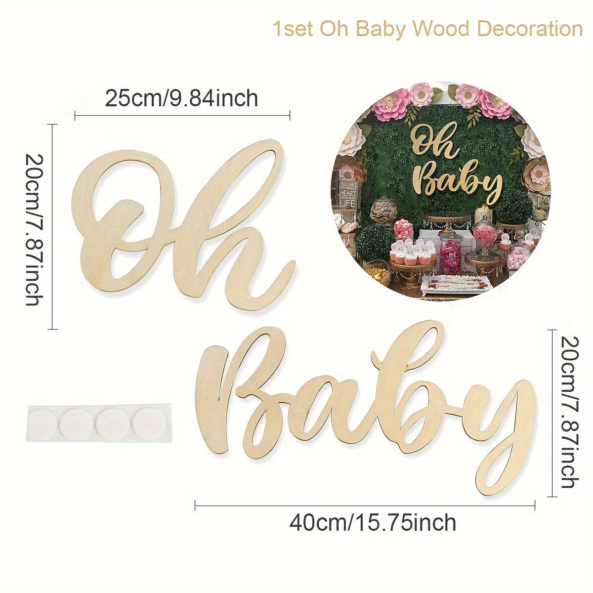 TEMU 1 Set, Bohemian-style "oh Baby" Wooden Wall Sign - Versatile Indoor And Outdoor Party Decor, Photography Prop, Celebration Wall Decorations, 1st