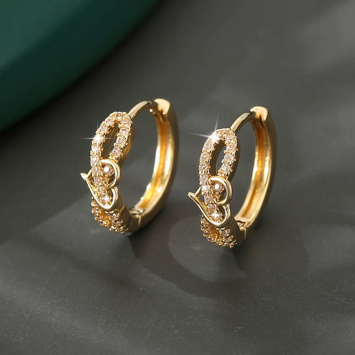 TEMU Elegant Copper Bowknot Hoop Earrings With Sparkling Zirconia - Nickel-free, Casual Attire & Valentine's Gift