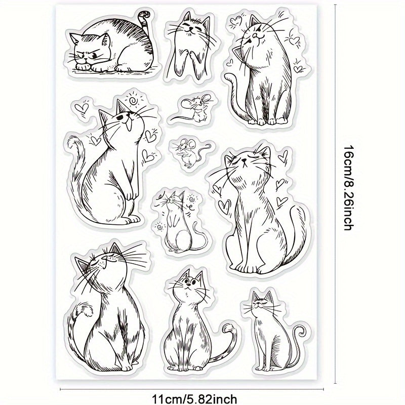 TEMU Cat Clear Silicone Stamp For Diy Scrapbooking, Card Making & Crafts - Transparent Rubber Seal With Design, Silicone Stamps For Card Making