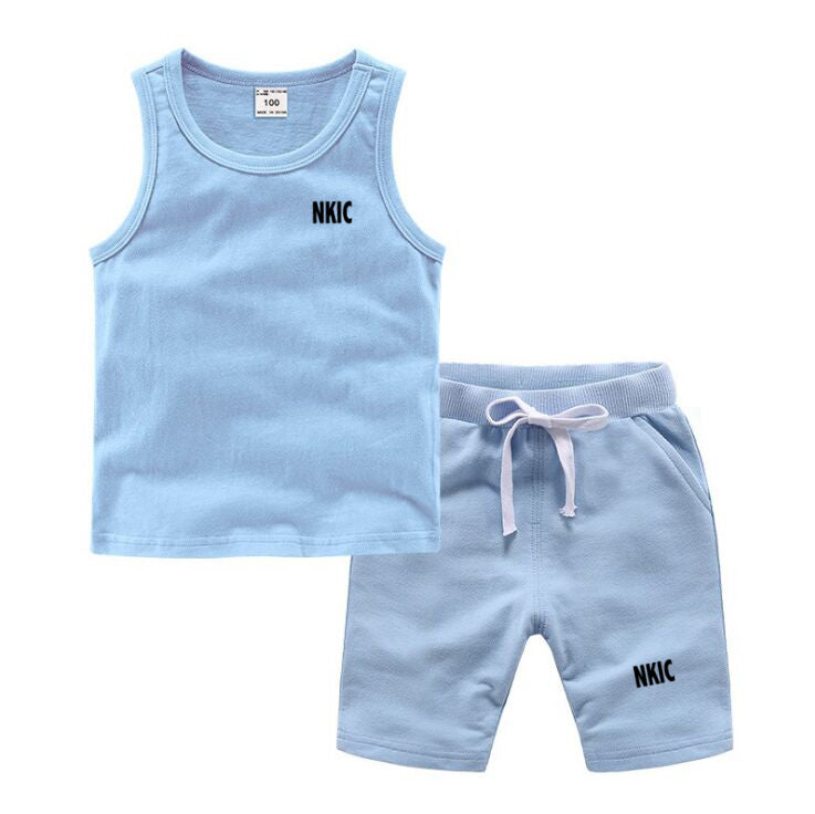 Fashion Brand Clothing Sets Summer Sleeveless 100% Cotton Vest Shorts Kids Tracksuit Thin Breathable Children&#039;s Sports Sets Boys