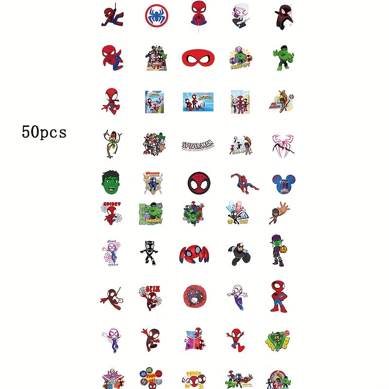 TEMU 50pcs -man & Stickers - Colorful Cartoon Superhero Decals With Characters (-, ) For Laptops, Skateboards, Mugs - Self-adhesive Holiday Gifts For