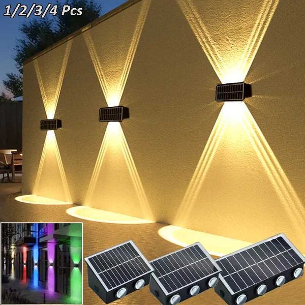 4-6-8LED Solar Wall Spotlight Outdoor Upper And Lower Lighting Solar Powered Waterproof Streetlight for Balcony Courtyard GardenCL240809
