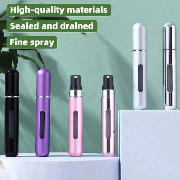 8ML Perfume Spray Bottle Mini Refillable Aluminum Atomizer Bottle Portable Empty Liquid Container Perfume Travel Cosmetic Tool