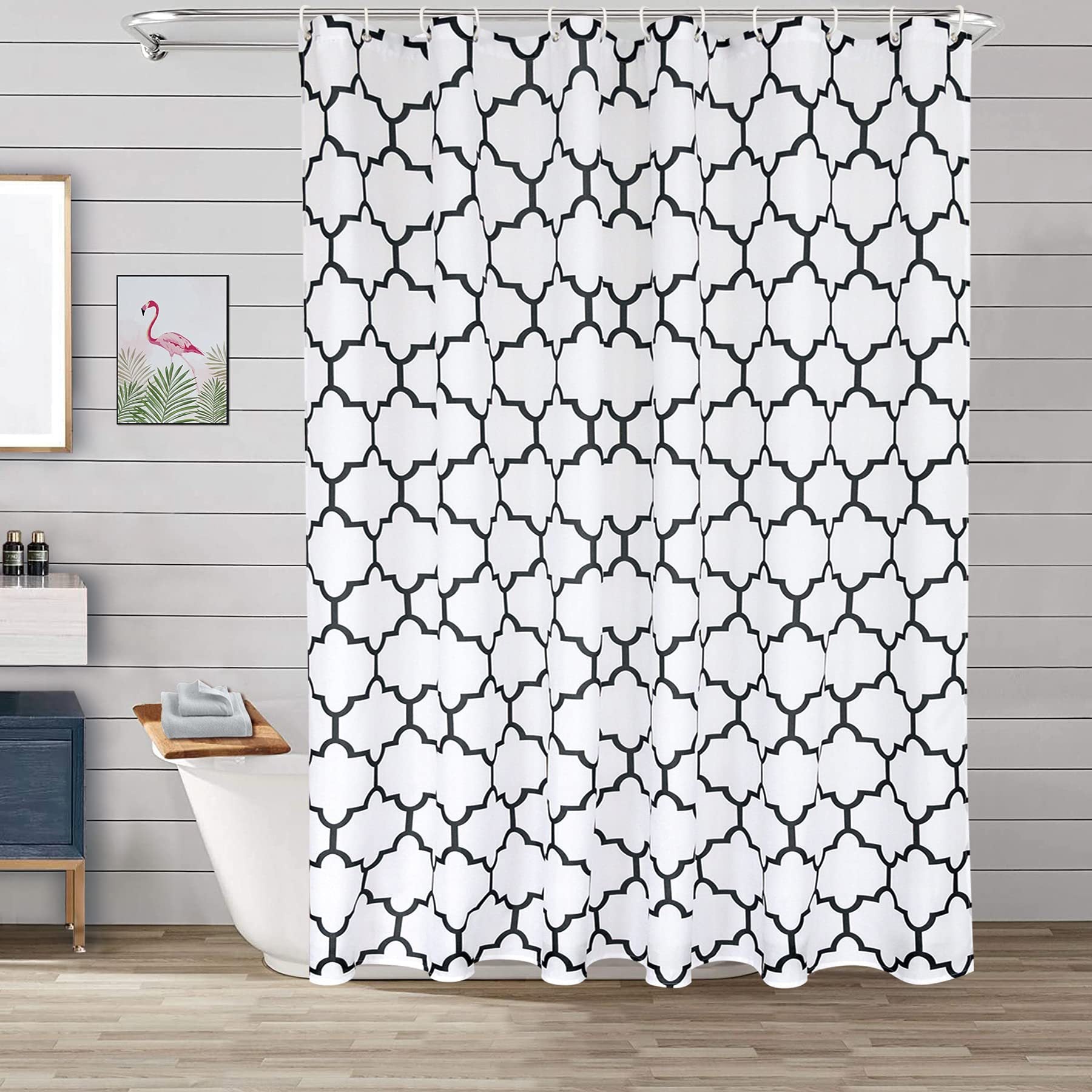 YL-37021 Manufacturer Spot Digital Printed Fabric Shower Curtain Waterproof Thickened Bathroom Partition Curtain with Hook