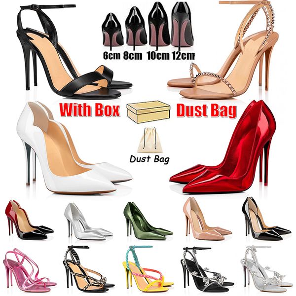 With Box Dress Shoes Designers Styles Heels Women Luxury High Heel 8cm 10cm 12cm Quality Sole Shoe Round Pointed Toes Pumps Bottom Party Red