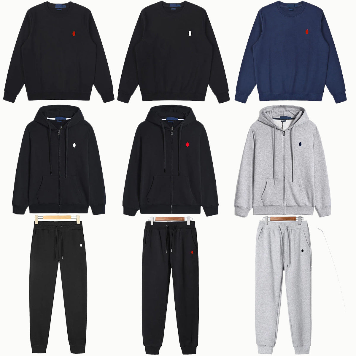 Mens Tracksuits Men Womens Hoodie Polos Small Horse Sweatshirt Long Pants Kangaroo Pocket Hooded Outerwear Solid Color Casual Suits Zipper Streetwea