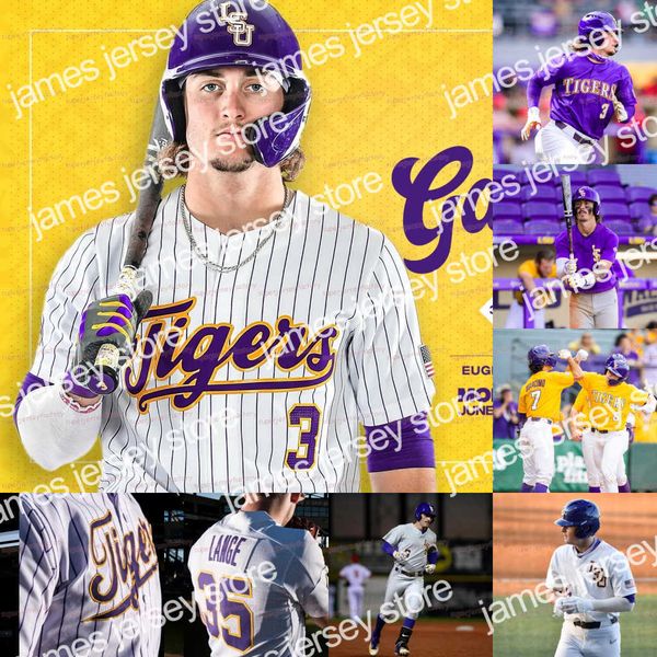 College Baseball Wears Cuatom NCAA LSU Tigers Baseball Jersey Alex Bregman Brayden Jobert Devin Fontenot Zack Mathis Dylan Crews Tre Morgan