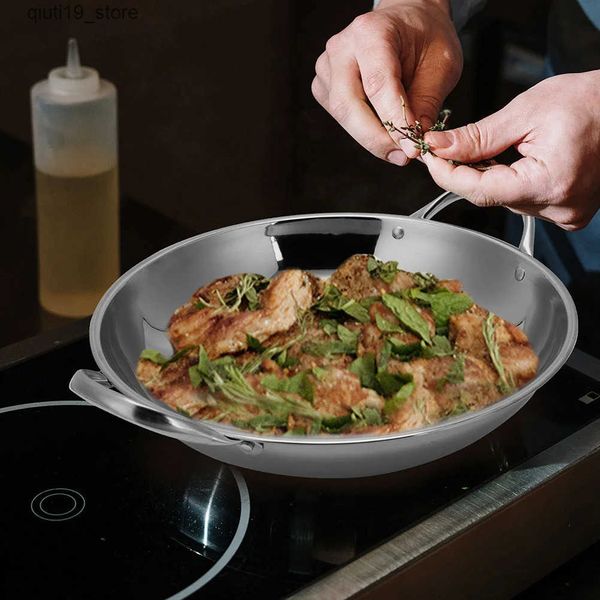 Pans Non stick baking tray stainless steel pot cooking utensil frying pan household food pot induction hotpot J241207