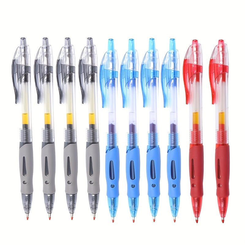 TEMU 10pcs-set 0.5mm Retractable Gel Pens Set Black Red Blue Ink Ballpoint For Writing Refills Office Accessories School Supplies