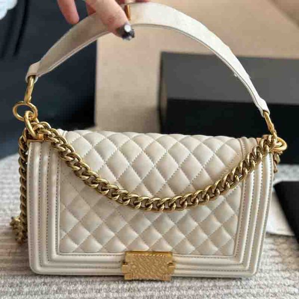 Luxury Boy C Women Letter Chain Crossbody Bag Square Badge Leather Diamond Plaid Trend Handbag Flap Coin Purse Underarm Bag Evening Clutch C