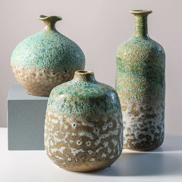Creative Ceramic Vase Kiln Changing Bubble Glaze Gradient Color Art Ornaments Flower Vase Flower Arrangement Home Furnishings 240709
