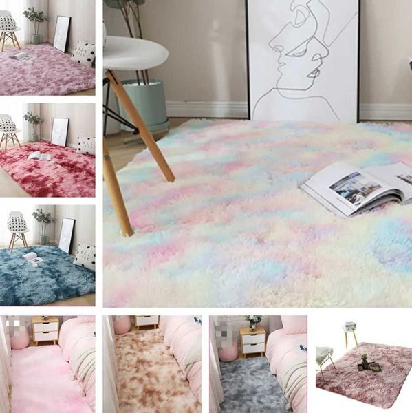 40x60cm Carpet Tie Dyeing Plush Soft Floor Mat for Living Room Bedroom Anti-slip Rug Home Decor Z250108