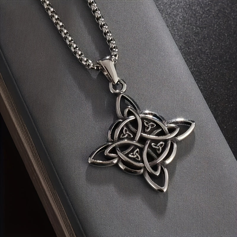TEMU Vintage Celtic Knot Pendant Necklace - Fashionable Alloy Charm Jewelry For , Ideal For Casual Attire, Music Festivals & Vacations