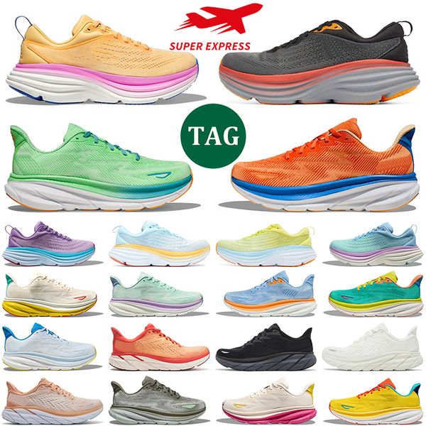 Men Women Clifton 9 Shoes Cyclamen Triple Coastal Sky Shifting Sand Black White Bondi 8 Amber Yellow Outdoor Mens Trainer