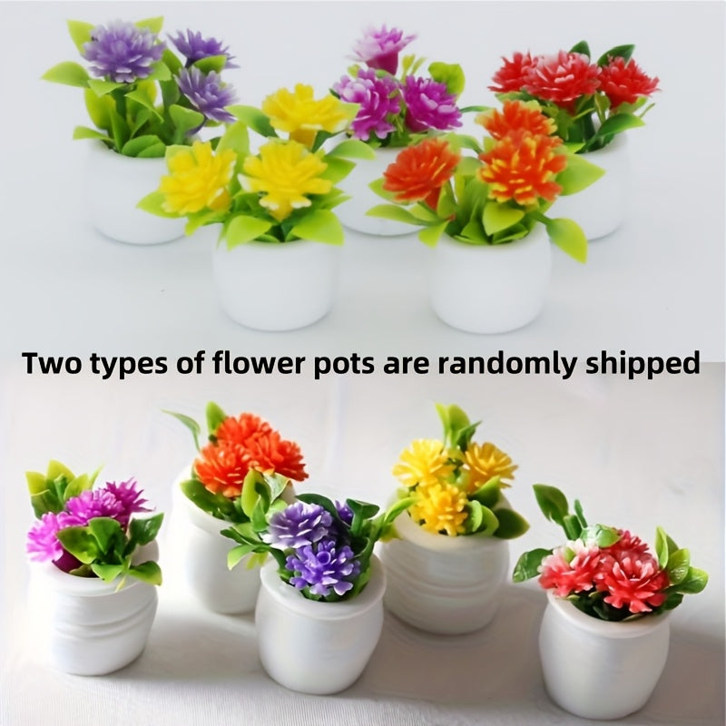 TEMU 5pcs-set Miniature Potted Plants - Colorful, 0.11*0.8inch-2.8*2cm, Up Your Dollhouse, Perfect For Halloween And Christmas Gift