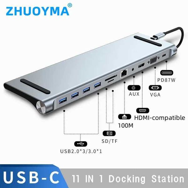 Other Computer Accessories For sale Macbook docking station 11 in 1 hub adapter Type-C Om Vga USB3.0 4KHD 100WPD 100Mbps Rj45 audio Voor Mat