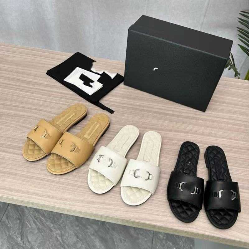 Slippers Women&#039;s summer outerwear thick-soled genuine leather check-patterned beach shoes, comfortable Roman-style shoes J251015