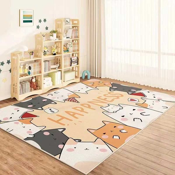 VIKAMA Cartoon Bear Crystal Fleece Carpet - Bedside Bathroom Bedroom Living Room Sofa Rug Anti-Slip Floor Mat Home Decor Y250210