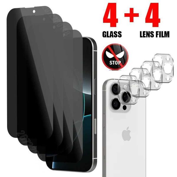 8IN1 Camera Lens Tempered Glass for iPhone 15 14 13 12 11 Pro Max Anti-Spy Screen Protector for iPhone 15 14 Plus XR Xs MaxT250115
