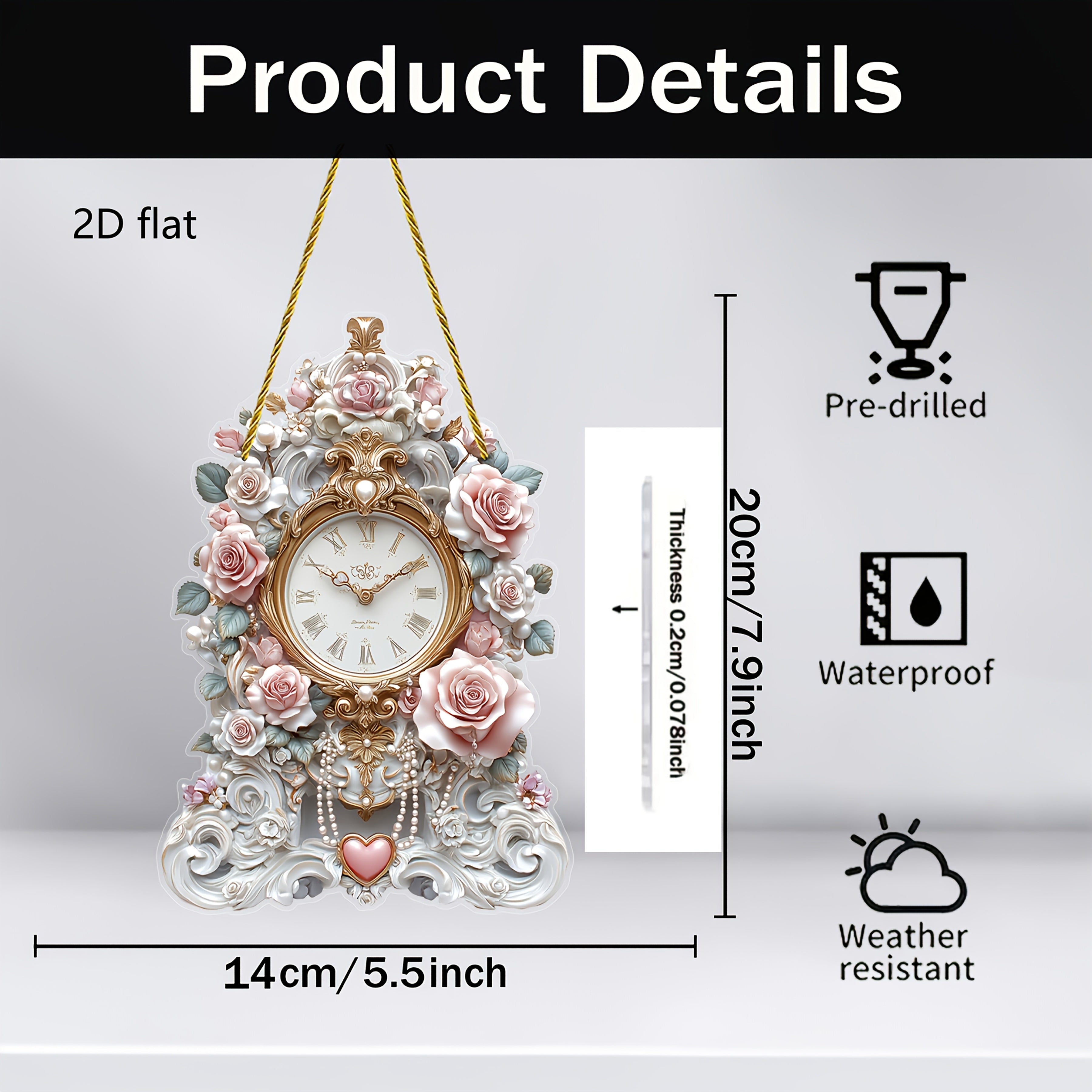 TEMU 2d Flat, 1 2d Flat Acrylic Rose - Valentine's Day Wall Decor, Garden And Home Window Hanging Sign, Perfect Family Gift, 2d Flat