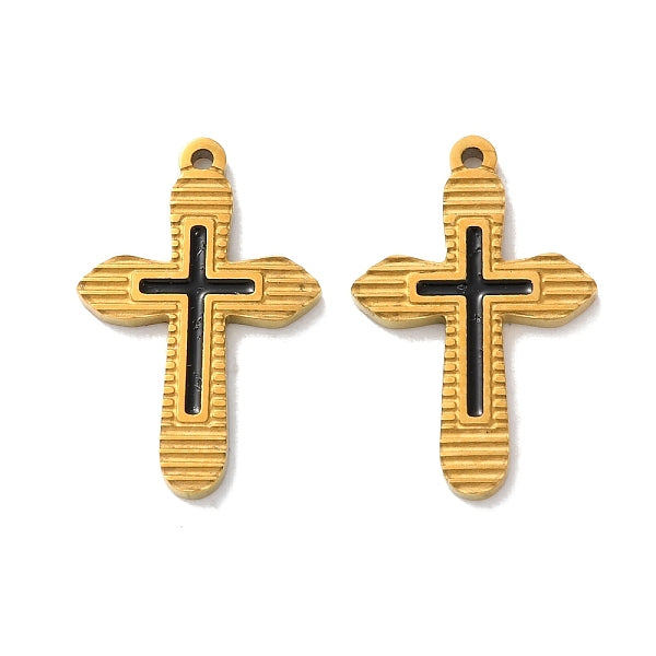 Pendentifs en acier inoxydable 304 avec placage ionique (IP) et émail noir