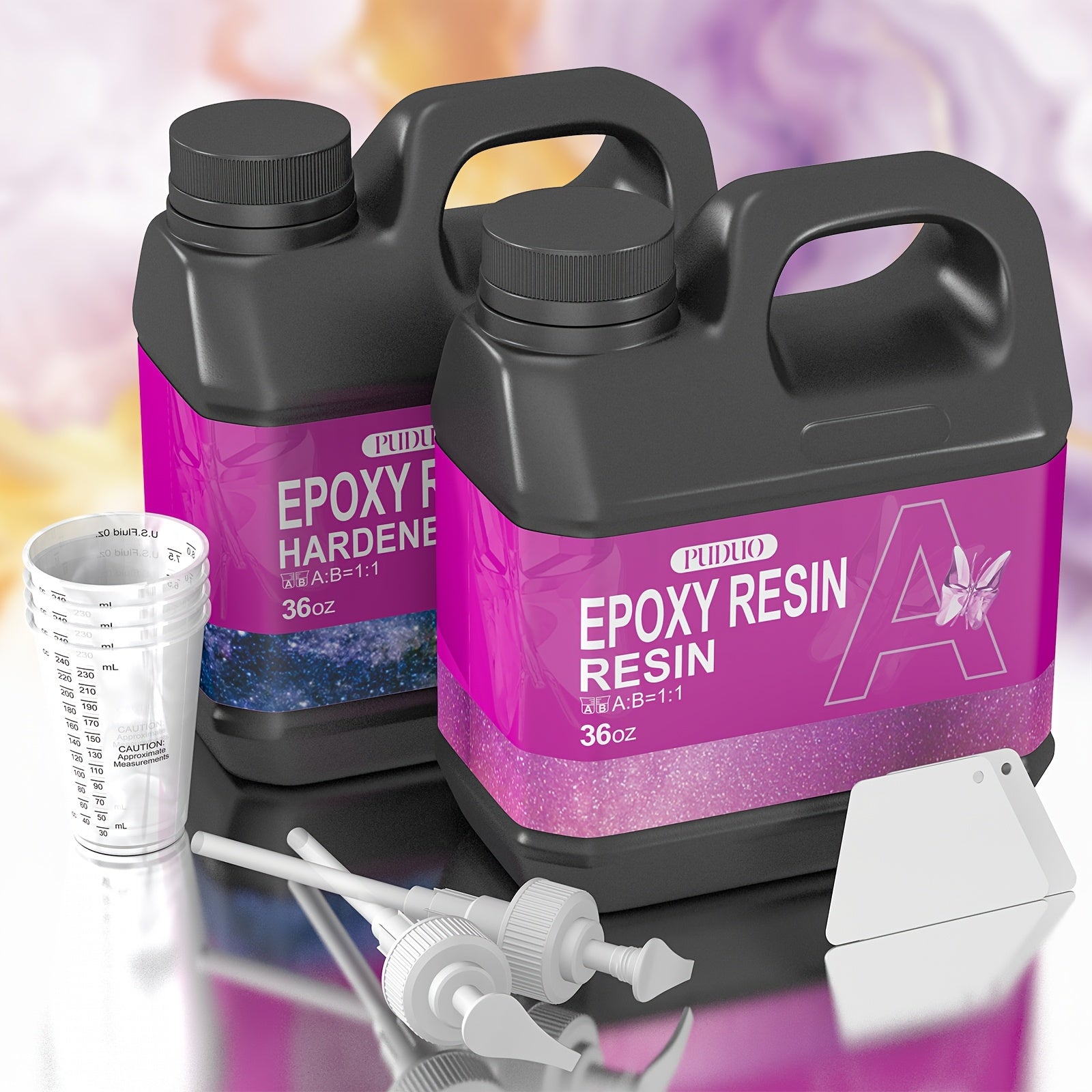 TEMU 432oz Ultra-fast Drying Epoxy Resin Set, Bubble-free, , Low Odor, Anti-yellowing, Epoxy Resin Crystal Transparent Art Piece, Suitable For