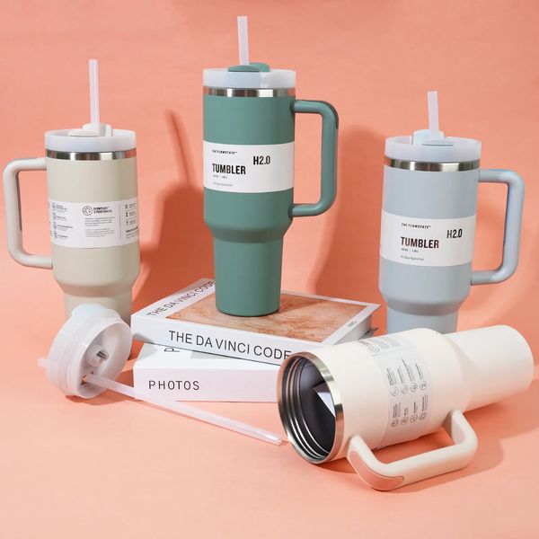 Mugs 40oz Mug Tumbler With Handle Tumblers Lids Straw 40 oz Termos Cup ready to ship Vacuum Insulated Water Bottles Stainless Steel Coffee S