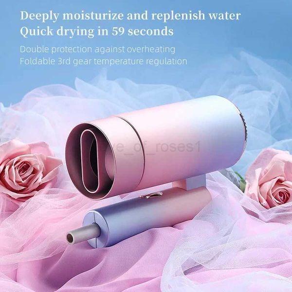 New Mini Hair Dryer High Power Quick-drying Blue Light Ion Mute Foldable Safety Hammer Convenient Hair DryerM240723