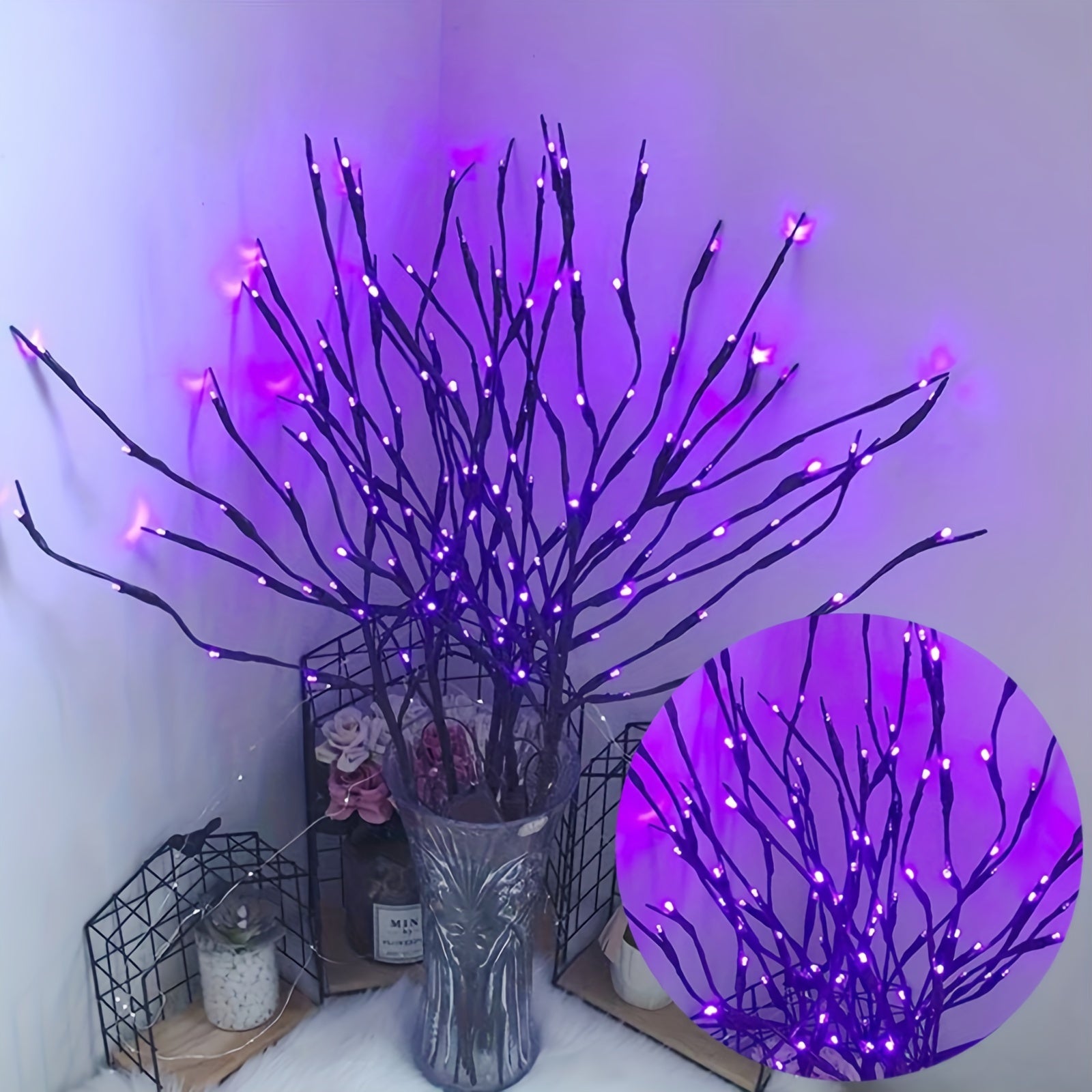 TEMU Led Lighted Twig Decorative Lamp, Battery Powered Lighted Twig Vase Filler, Romantic Decorative Lamp For Vase, Home Interior And Party