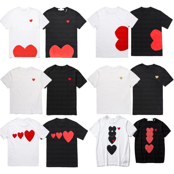 Play mens t shirts European American popular small red heart printing tshirts men women couples t-shirt