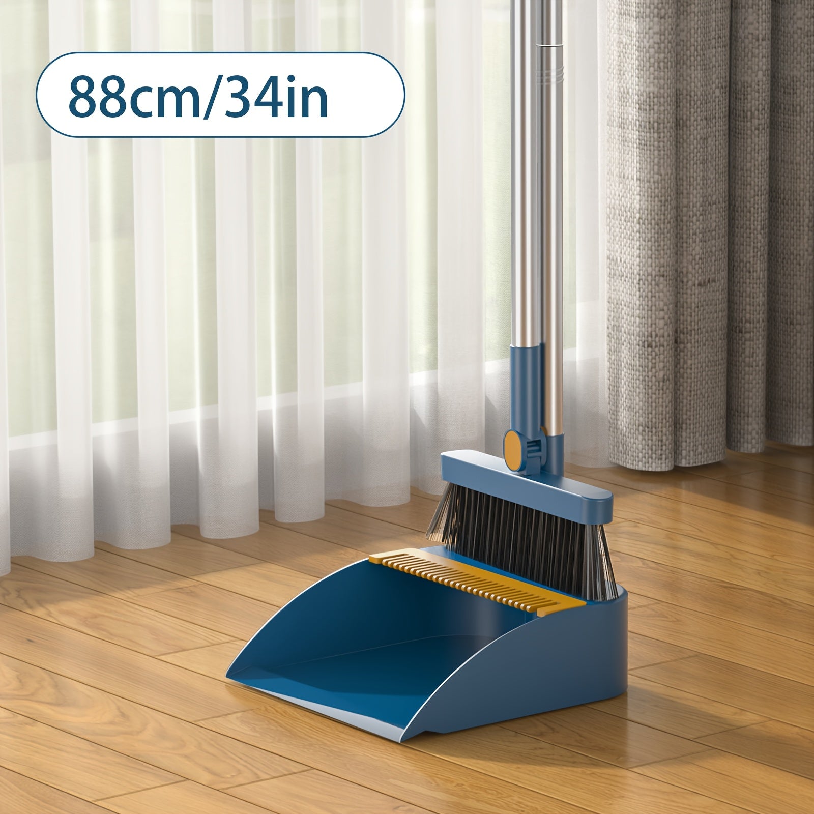 TEMU 1set, Broom Dustpan Set Combination, Thickened Rotatable Foldable Stainless Steel Rod Strong, And Durable Sweeping Broom Plastic, Cleaning
