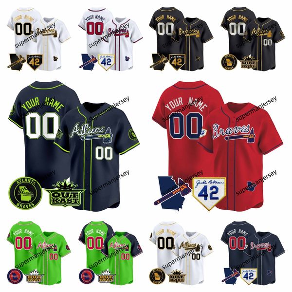 2024 baseball jersey All Stitched Ronald Acuna Jr Orlando Arcia Marcell Ozuna Austin Riley Michael Harris II Matt Olson Ozzie Albies Hank Aa