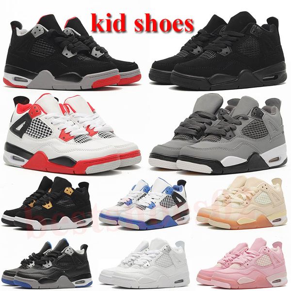 Kids Shoes Black Cats 4s 4 Basketball kid Shoe Platform Bred Fire Cool Grey University Pink Military Blue Trainers toddler infants children
