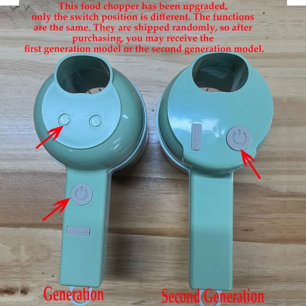 4IN1 Electric Food Processor USB Rechargeable Handheld Vegetable Slicer Multifunctional Potato Carrot Chili Garlic Food Chopper