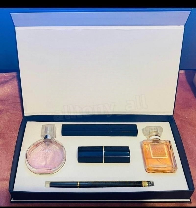 High end Brand makeup set 15ml perfume lipsticks eyeliner mascara 5pcs with box Lips cosmetics kit for women gift