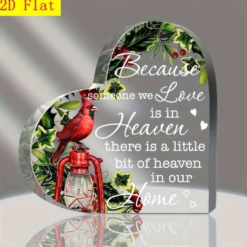 TEMU 2d Flat, 1pc Red Memorial Acrylic Keepsake Decorative Plaque - Sympathy Gift For Loss Of - Multipurpose Tabletop Decor With Contemporary Style -
