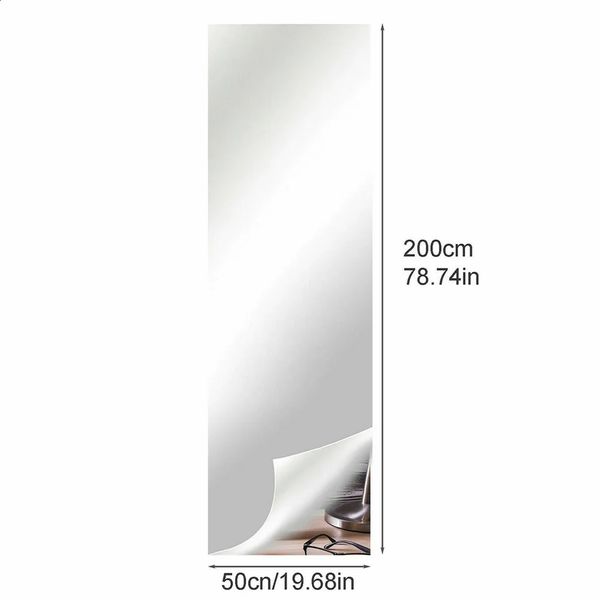 50*200cm Mirror Wall Sticker Removable Self Adhesive Mirror Sheets TV Background Bathroom Art Decal DIY Home Decor Mirror 250113