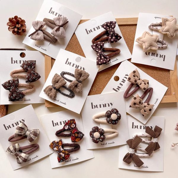 2PCS Korean Baby Polka Dot Hairpins Cute Plush BB Hair Pins Bows for Girls Barrettes Floral Clips Children Accessories 241230