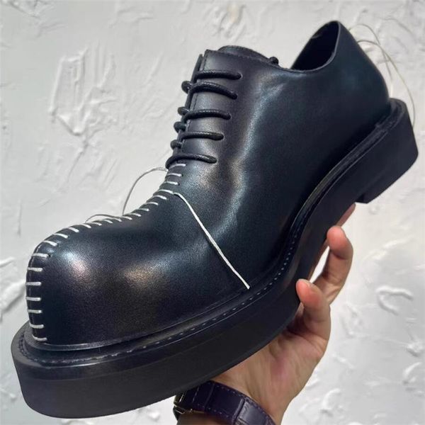 Thick-soled Men&#039;s Dress Derby Shoes Genuine Leather Man Party Shoe