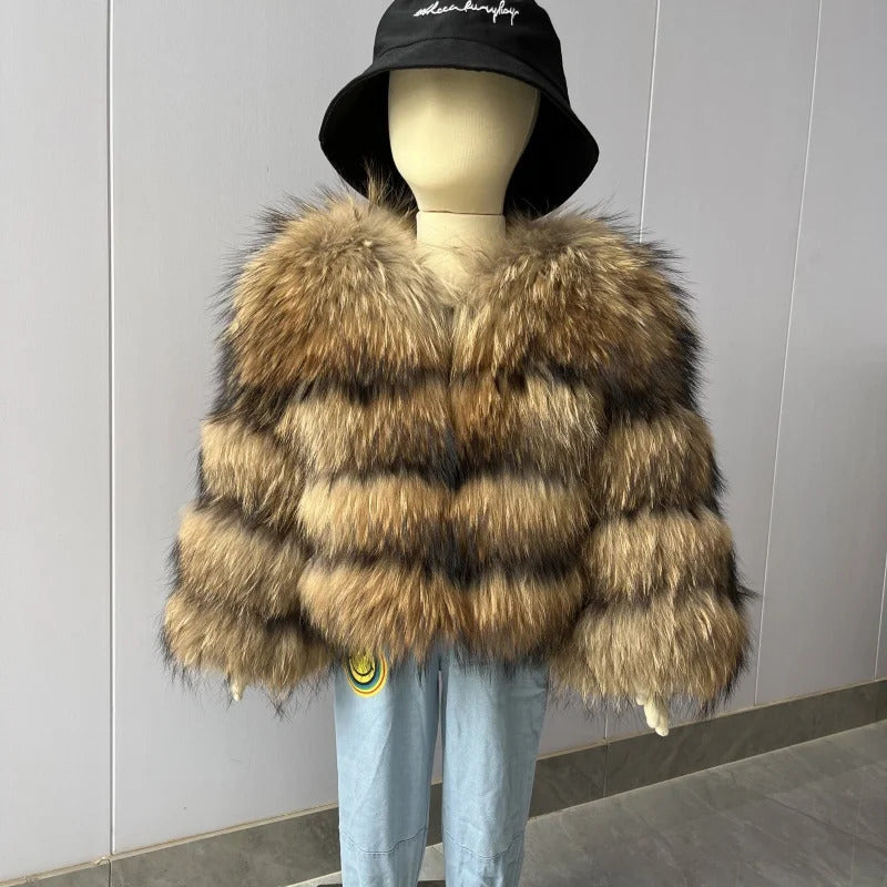 BEIZIRU Real Fox Fur Raccoon Jacket Childrens Coat Warm In Autumn And Winter For Kids 38 Years Children 250908