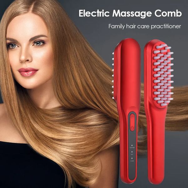 Hair Brushes Red Blue LED Light Therapy Anti Hair Loss Brush Scalp Vibrating Massage Comb Relief Fatigue Electric Head Massage Comb Hair Car