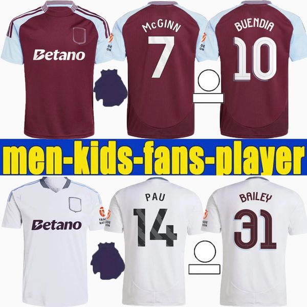 new 24 25 Aston soccer jerseys Villa 2024 2025 WATKINS KAMARA Buendia MCGINN DIGNE Bailey pau home away football shirts adult kit kit sets f