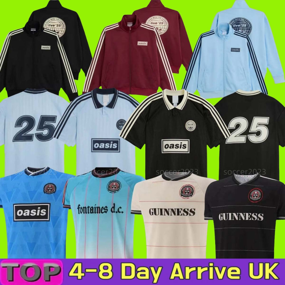 25 26 Oasis Tour Jacquard Jersey soccer maillot de foot football black Oasis Live Bohemians 2025 135th Anniversary Football Shirts Kit Fontaines Oas