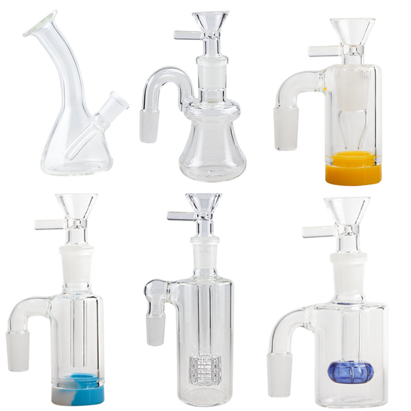 Glass ash catchers Ash Catcher 14mm 18mm Thick Pyrex Clear Bubbler Ashcatcher with Glass Bowl For Dab Rigs Bongs Pipes